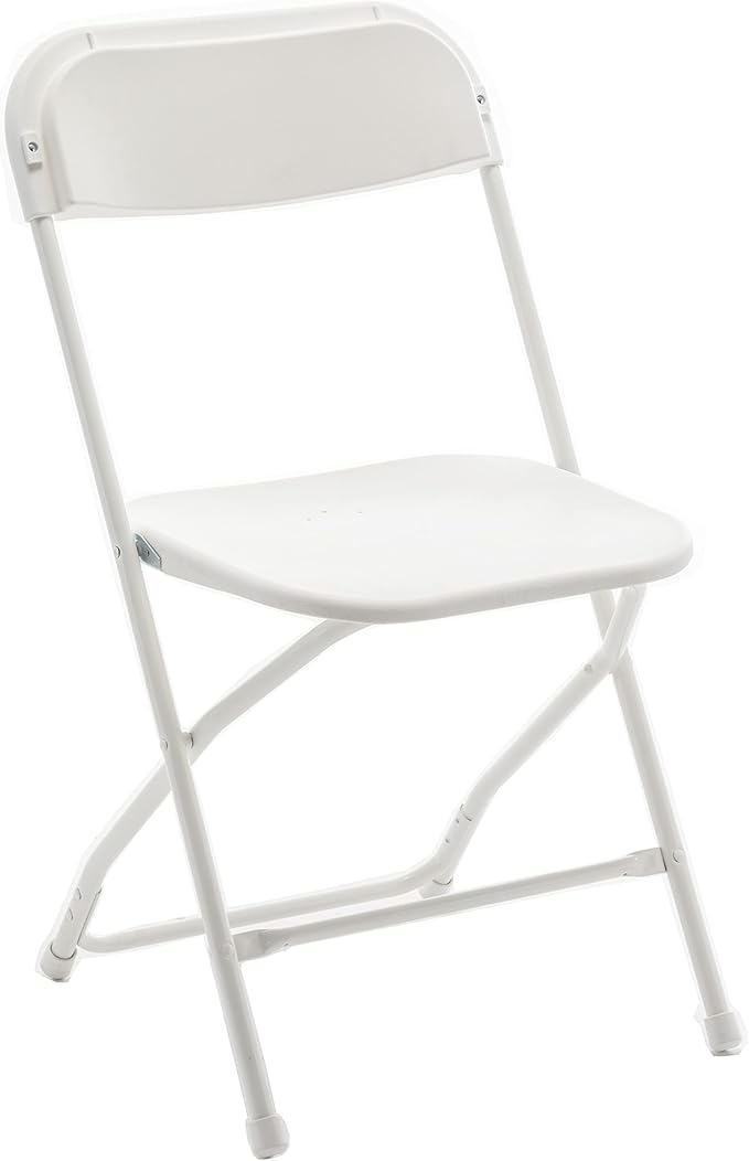BTEXPERT Set of 20 Pack, Indoor Outdoor White Plastic Folding Chairs Stacking Steel Frame Commercial 650LB Weight Capacity Seating Home Garden Wedding Event Party Picnic Dining Church School Portable