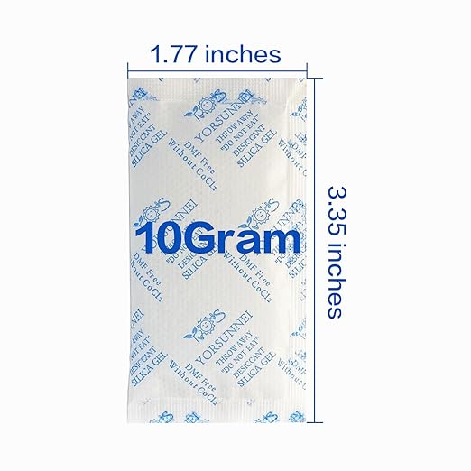 Silica Gel Packets 10 Gram [50 Packs], Reusable Desiccant Packs for Storage, Rechargeable Moisture Absorber Food Grade Silica Gel Packs for Moisture Control