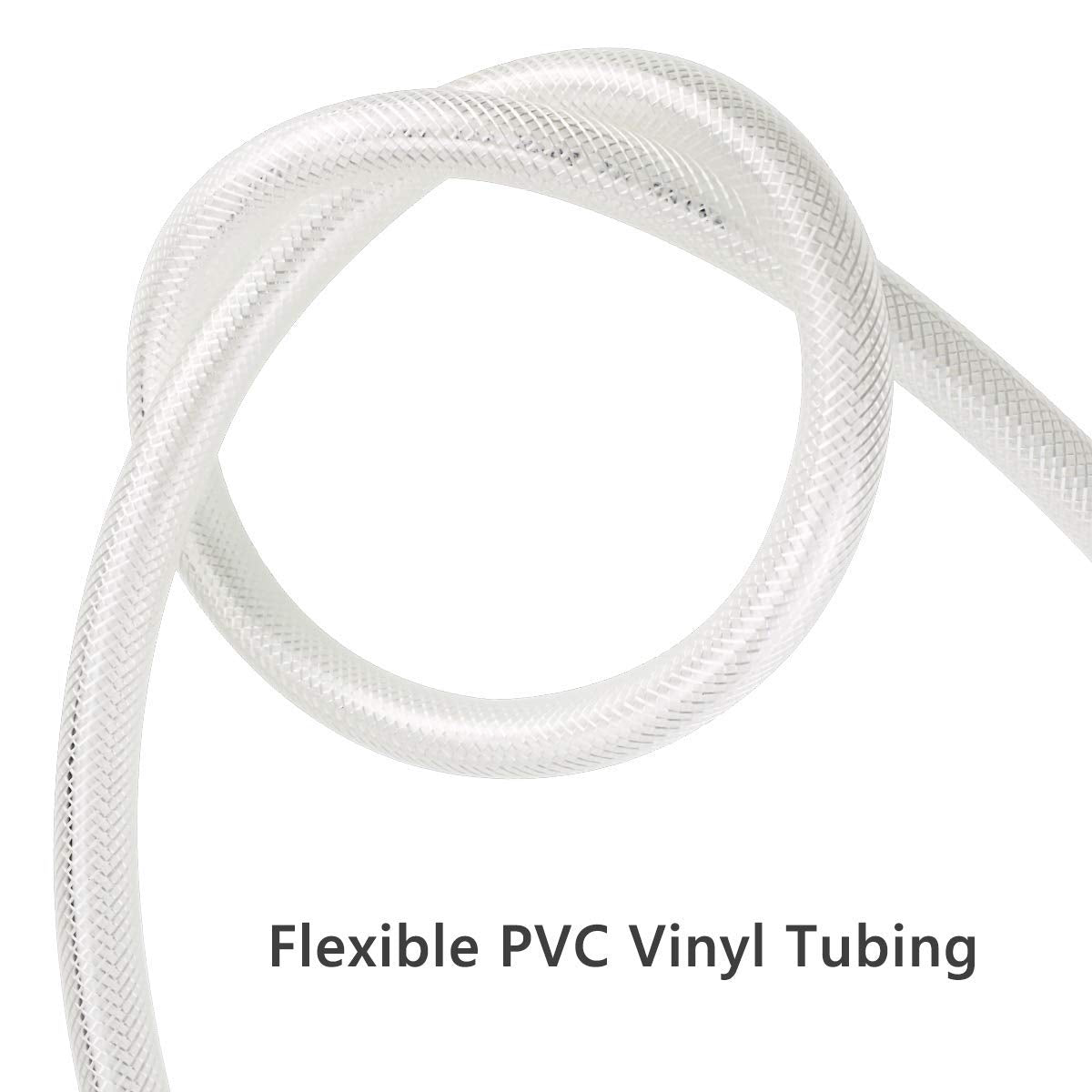 1/2" ID x 3/4" OD - 10 Ft High Pressure Braided Clear PVC Vinyl Tubing Flexible Vinyl Tube, Heavy Duty Reinforced Hose Tubing, BPA Free and Non Toxic