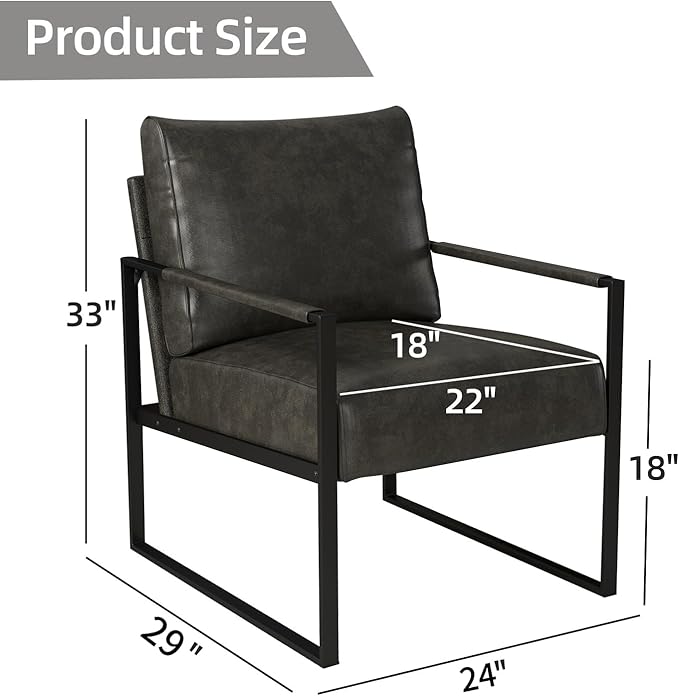 INZOY Accent Arm Chair with Metal Frame Set of 6, Comfy Living Room Chair with Plump Backrest and Cushion, Mid Century Modern Chair with Sturdy Structure, Easy to Clean, Dark Grey