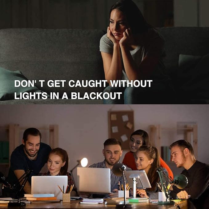 Neporal 4 Pack Emergency-Rechargeable-Light-Bulb, Stay Lights Up When Power Failure, 1200mAh 15W 80W Equivalent LED Light Bulbs for Home, Camping, Tent (E27, with Hook) (Daylight)