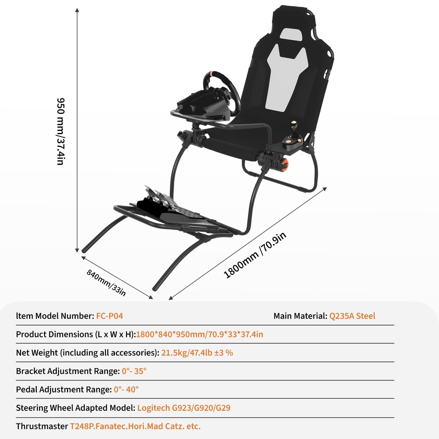 Garvee Racing Wheel Stand,Foldable Racing Simulator Cockpit for g923/g920/g29, Steering Wheel Stand & Foot Pedal Angle Adjustable,Sim Racing Cockpit for Thrustmaster t248p, Fanatec, Hori, Mad Catz.