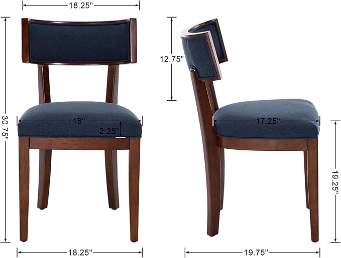 DM Furniture Linen Dining Chairs Set of 4 Upholstered Farmhouse Kitchen Chair with Solid Wood Legs Mid Century Modern Armless Side Chairs Dinner Chairs for Dining/Living Room/Restaurant