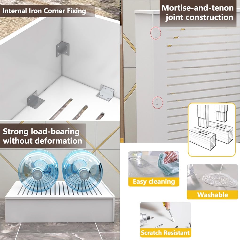 Radiator Covers For Home White Louvered Grill Radiator Shelf Cabinet, Living Room Heating Decorative Hide Cluttered Pipes, Wood Heating Radiator Cover For Home, Office, Bedroom Hallway(28"Lx10"Wx28"H/