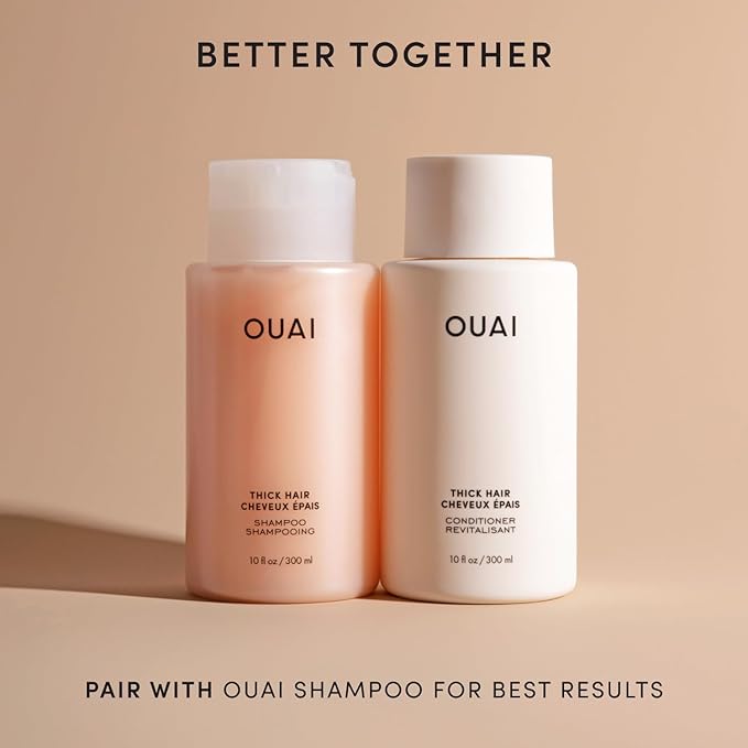 OUAI Thick Hair Conditioner Travel Size - Moisturizing Conditioner for Dry, Frizzy Hair - Keratin, Marshmallow Root, Shea Butter and Avocado Oil - Paraben, Phthalate and Sulfate Free (3 Oz)