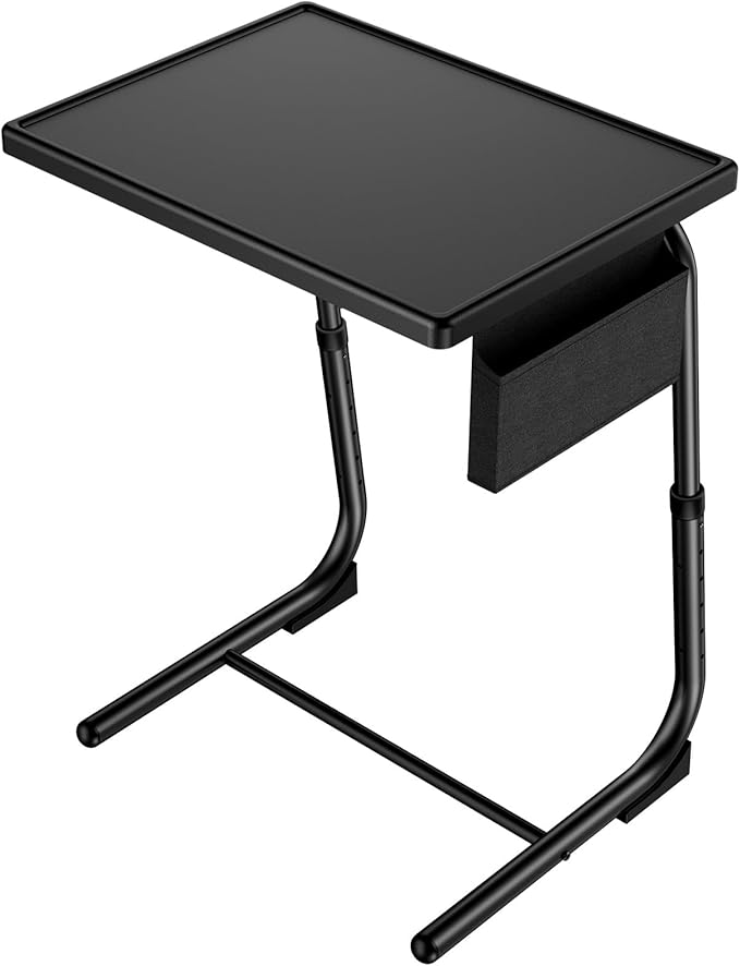 HUANUO TV Tray, Adjustable TV Dinner Tray, 20.5 x 15.4 inch Folding Tray Table with Storage Pocket, 6 Height Settings, 3 Angle Adjustments, Comfortable Tray Tables for Bed & Sofa, HNTT04B | Storage Pocket, 6 Height Settings, 3 Angle Adjustments, Bed & ...