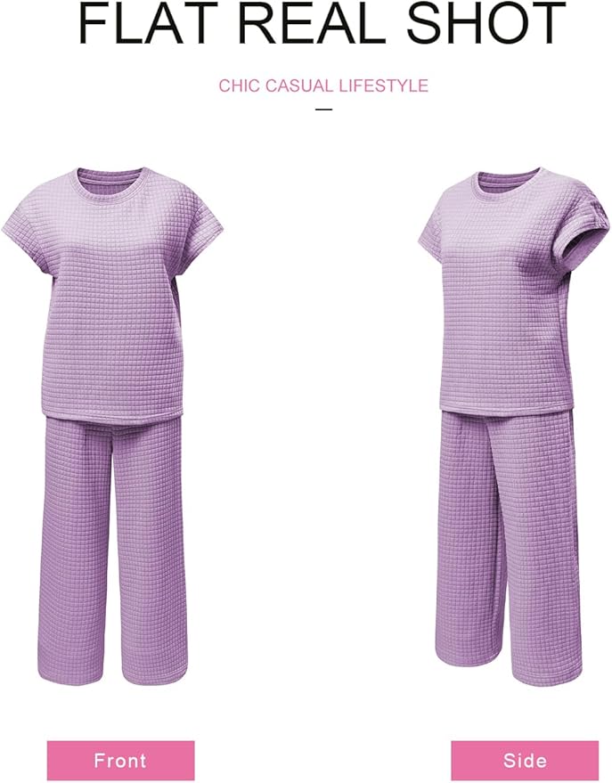 SHEWIN Womens Two Piece Fall Outfits Sweatsuits Casual Pullover Tops and Wide Leg Sweatpant Lounge Sets
