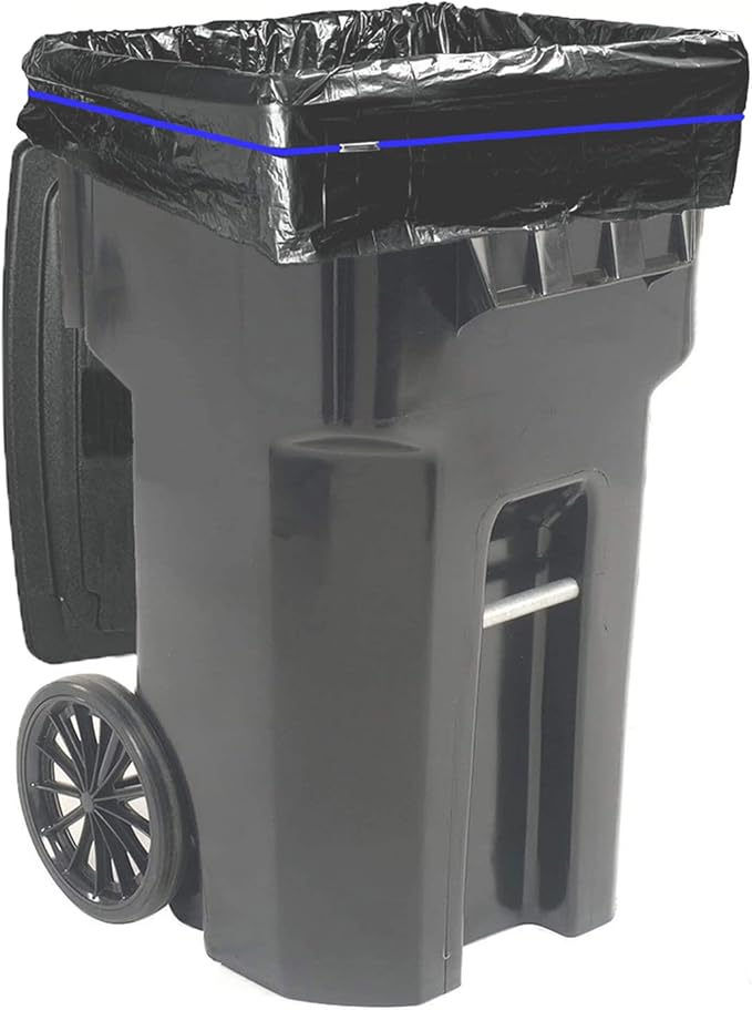 Large Trash Can Rubber Bands, 3 Pcs Trash Can Bands Trash Rubber Bands for 55-96 Gallon Garbage Cans, Durable Trash Bag Bands Elastic Bands to Hold Trash can Bags in Place (Black, Blue, Olive Green)