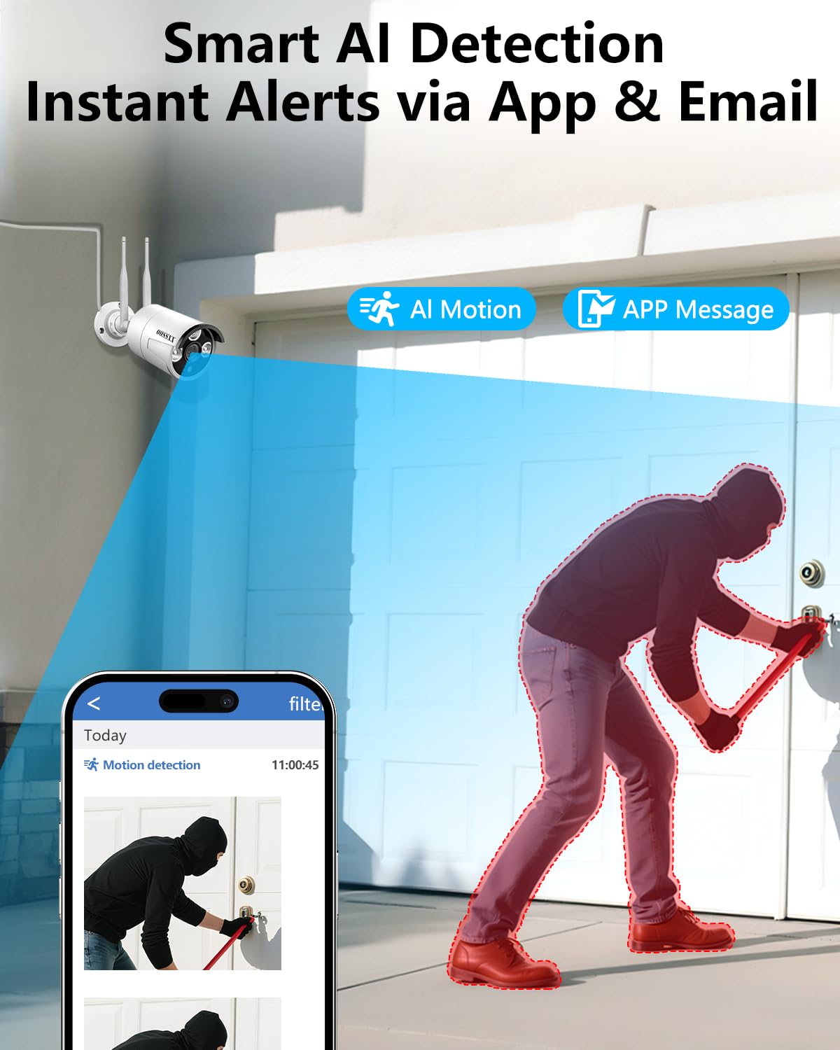 (2026 Update) Wireless Security Camera System, 10CH WiFi NVR with 8 x 3MP Dual Antenna Cameras, 55% Longer Range, 4TB HDD 60-Day Recording, Dual Band 2.4/5.8GHz, IP67, Free App