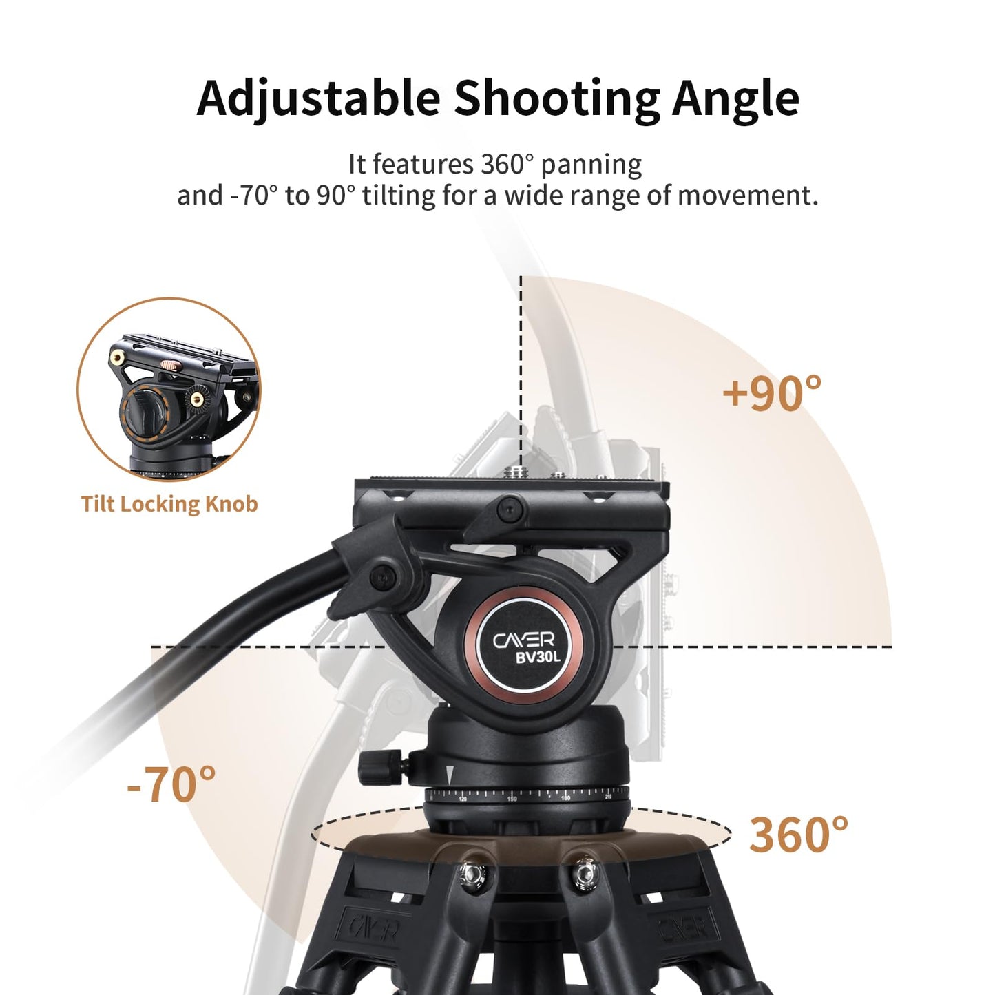 Cayer BV30L Video Tripod System, 72" Heavy Duty Aluminum Twin Tube Tripod with K3 Fluid Head, 75mm Flat Base, Max Load 13.2lbs, for DSLR Cameras, Camcorders, Includes 2 Quick Release Plates