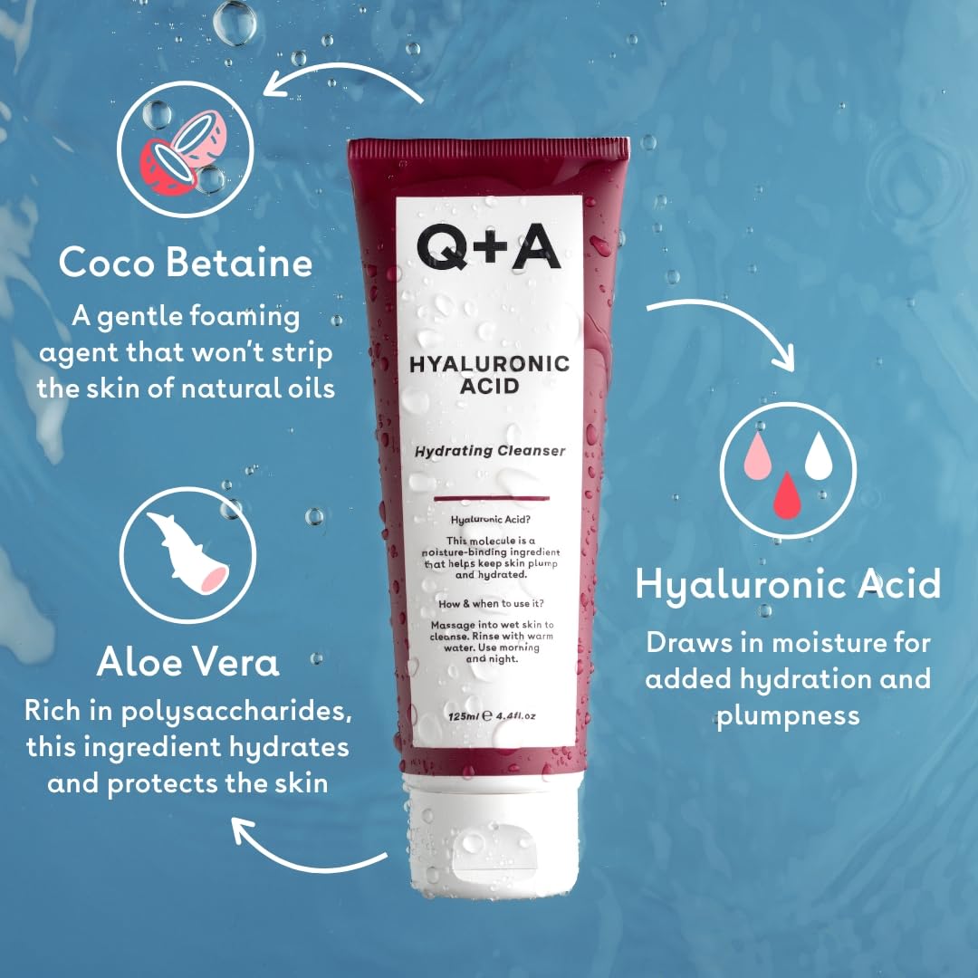 Q+A Hyaluronic Acid Hydrating Cleanser, uses Gentle and Smoothing Cleansing Agents which only Boost your Skins Moisturisation (4