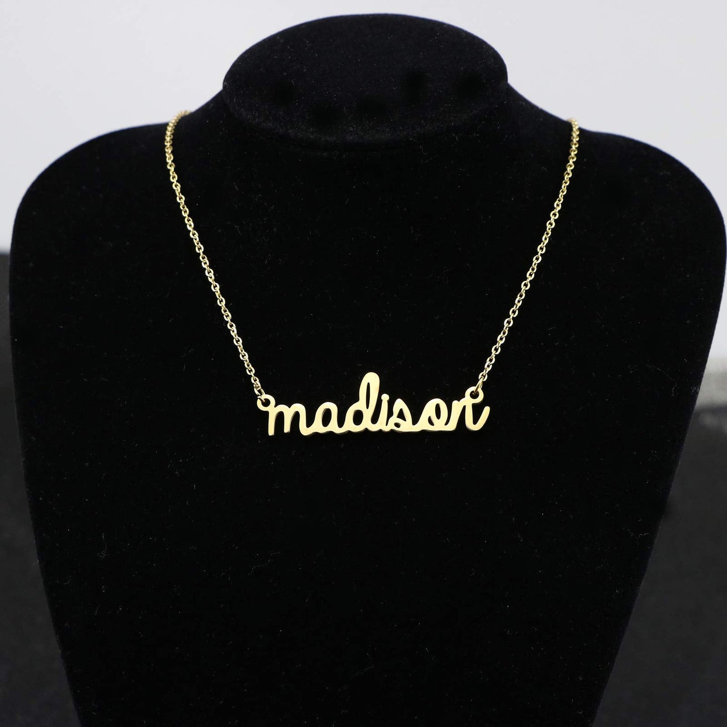 Awegift Name Necklace Big Initial Gold Plated Best Friend Jewelry Women Gift for Her Madison