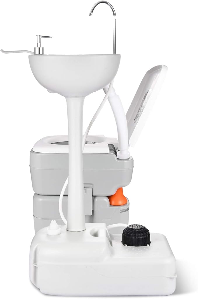 YITAHOME Portable Sink and Toilet, 17 L Hand Washing Station & 5.3 Gallon Flush Potty,for Outdoor,Camping, RV, Boat, Campe...