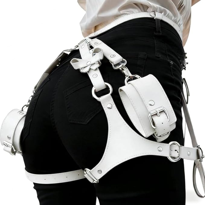 Punk Leather Thigh Harness,Punk Waist Chain Belt,Women's Gothic Leather Thigh Harness,Adjustable Costume Accessory for Wom...