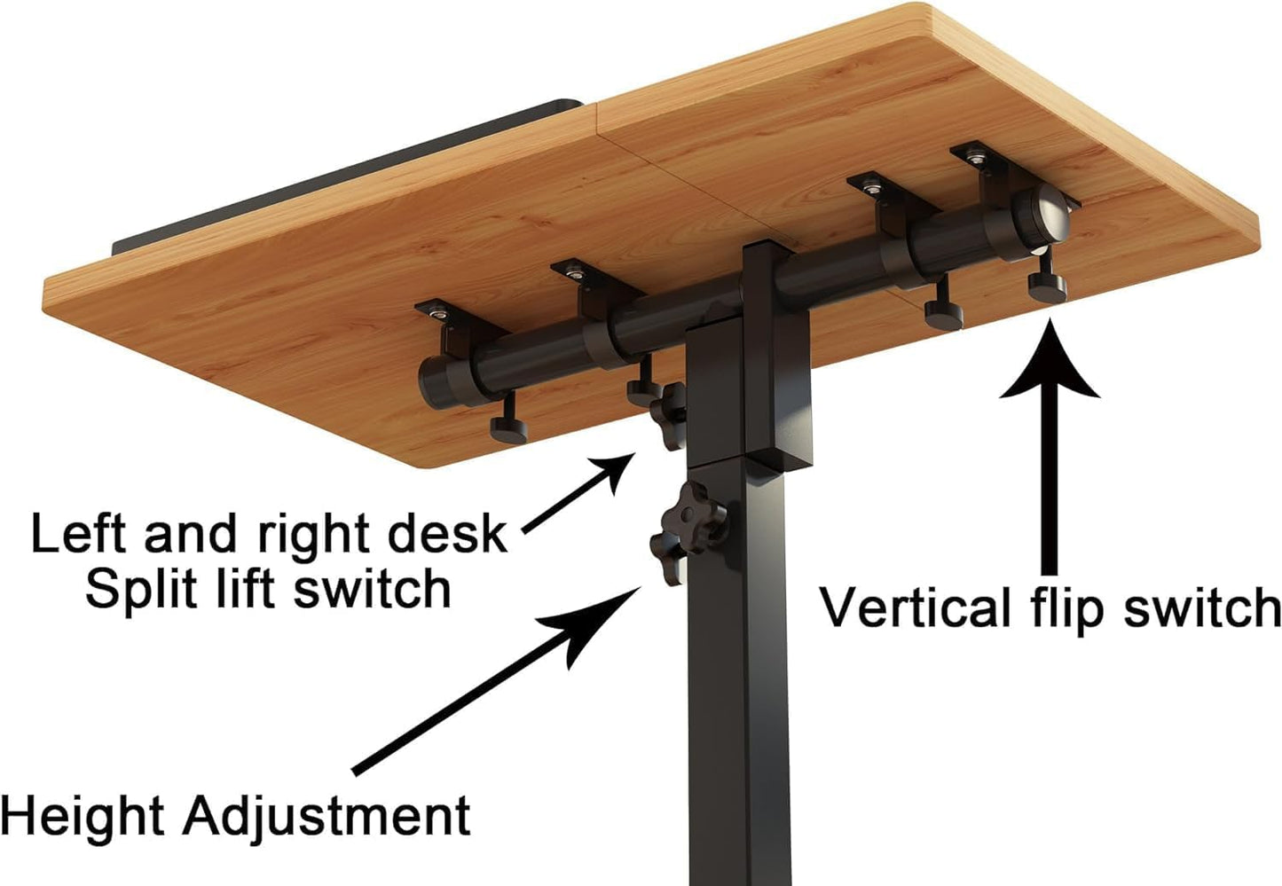 Laptop Desk Stand for Bed Portable Desk Overbed Bedside Mobile Laptop Table Rolling Foldable Table Adjustable Height with Locked Wheels & Mouse Pad for Office Sofa