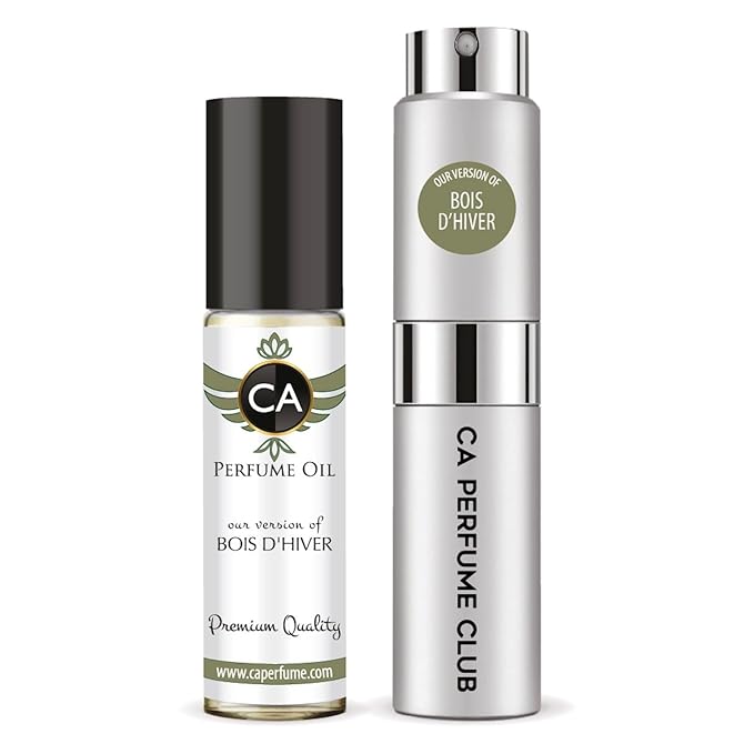 CA Perfume Duo Impression of Bois D'hiver For Women And Men Perfume Layering Set Long Lasting Travel Size EDP + Body Oil Roll-On Bottle 0.27 Fl Oz+0.33 Fl Oz