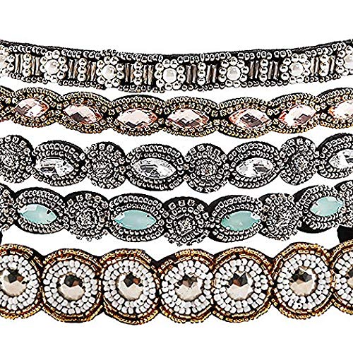 Teenitor 5pcs Hairbands for Women, 5 Rhinestone Beaded Headbands, Head Bands for Women's Hair Fashionable Handmade Crystal...