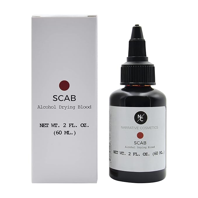 Narrative Cosmetics Alcohol Drying Blood, Ultra-Realistic Fake Liquid Blood, SFX Makeup for the Stage, Film, Halloween, and Cosplay - Scab 2oz