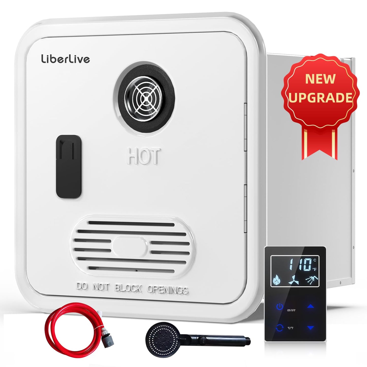RV Tankless Water Heater, On Demand Instant Propane Gas RV Hot Water Heater, DC 12V, 15 x 15 inch Door & Front Water Outlet, 55000 BTUs 3.9 GPM, Compatible with All RVs, Camper, CSA Certificated