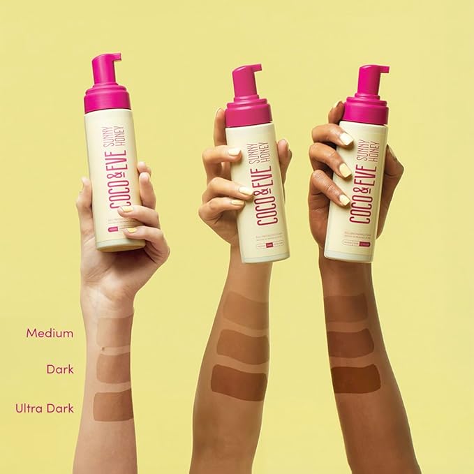 Coco & Eve Bali Bae Self Tan Set (Medium). All Natural Sunless Tanning Mousse. Instant Self Tanning Lotion with Bronzer, Mitt Applicator, Kabuki Brush and Back Applicator for Flawless Application