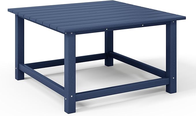 Costaelm Patio Conversation Set, 5 Piece Balcony Furniture, Small Patio Firepit Furniture Outdoor Adirondack Square Coffee Table and Chair for Backyard Lawn Porch Pool Garden, Navy Blue