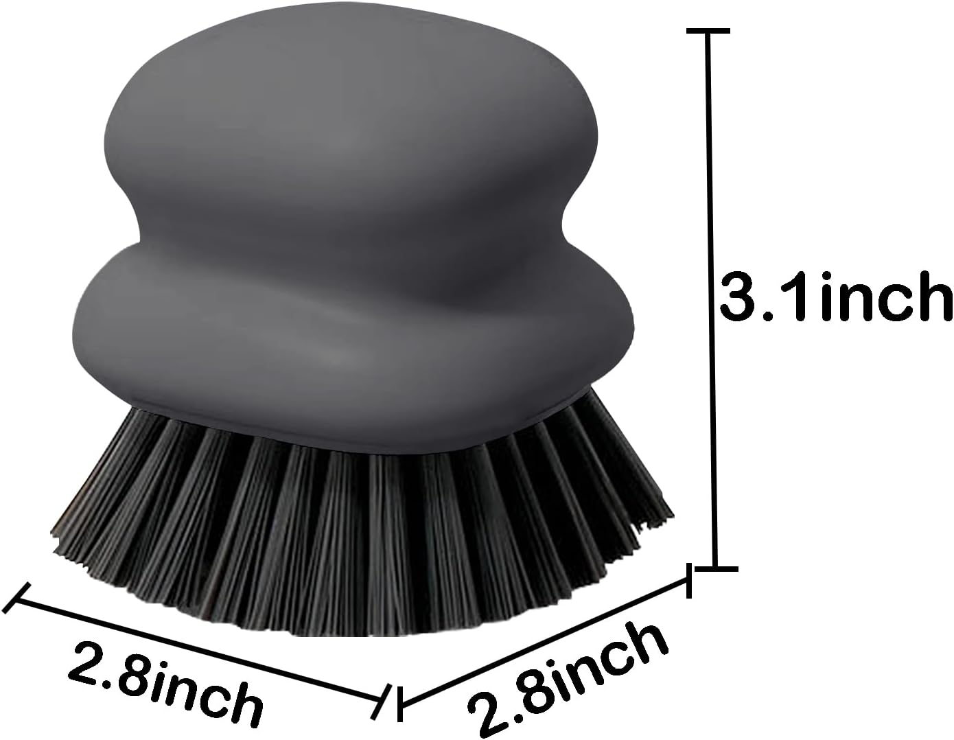 Dish Brush with Handle, Kitchen Scrub Brushes for Cleaning, Dish Scrubber with Nylon bristles for Sink, Pots, Pans(1Pack Grey Nylon bristles)