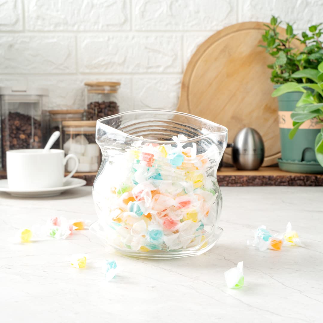 Restaurantware-22 Ounce Unzipped Bag Bowl, 1 Small Glass Bag - Realistic Crinkled Edges, Serve Candy, Popcorn, or Nuts, Clear Glass Bowl, Dishwashable, Flat Base