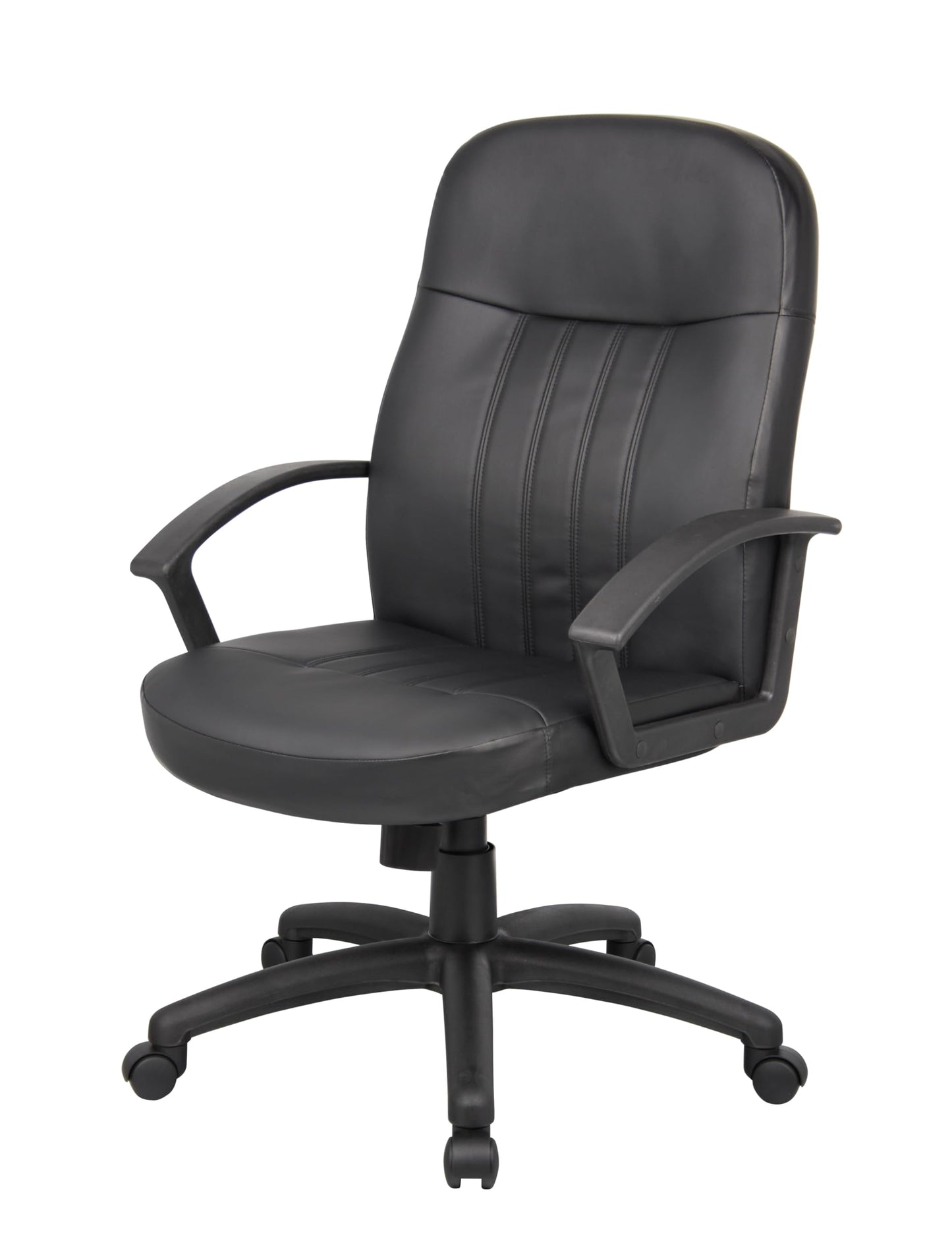 Boss Office Products B8106 Executive Leather Budged Chair in Black, Mid-Back
