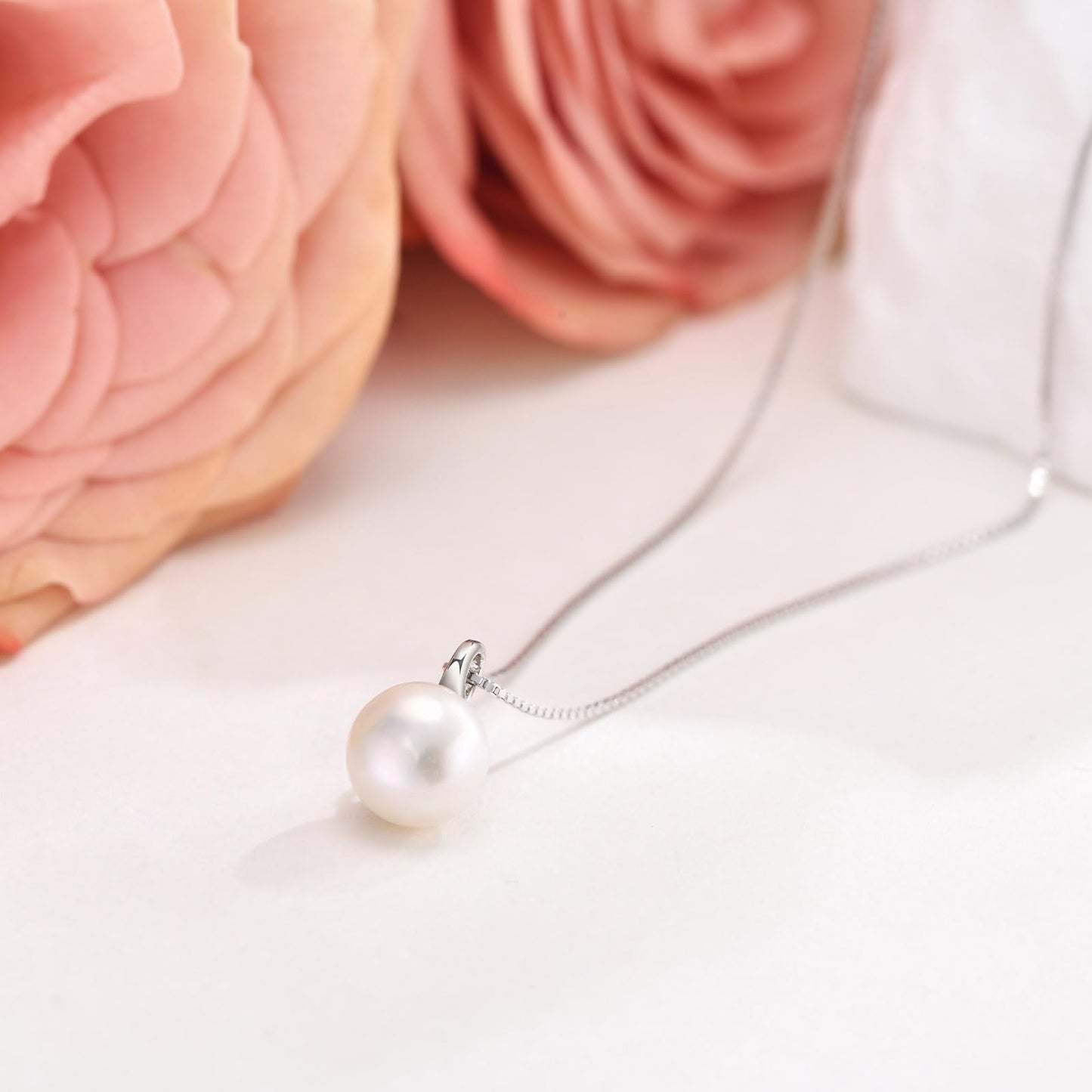 Sister Gifts from Sister - Freshwater Single Pearl Pendant Necklace, 925 Sterling Silver Jewelry, Dainty Birthday Unique Gifts for Women Wife Daughter Friend Mom Birthday Anniversary