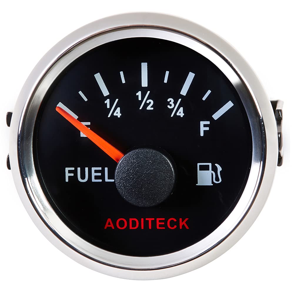 Aoditeck 240-33Ohm Black Marine Fuel Gauge For Boat Gas Gauge Fuel Level Gauge For Car Truck Vehicle Diesel Automotive Replaceme