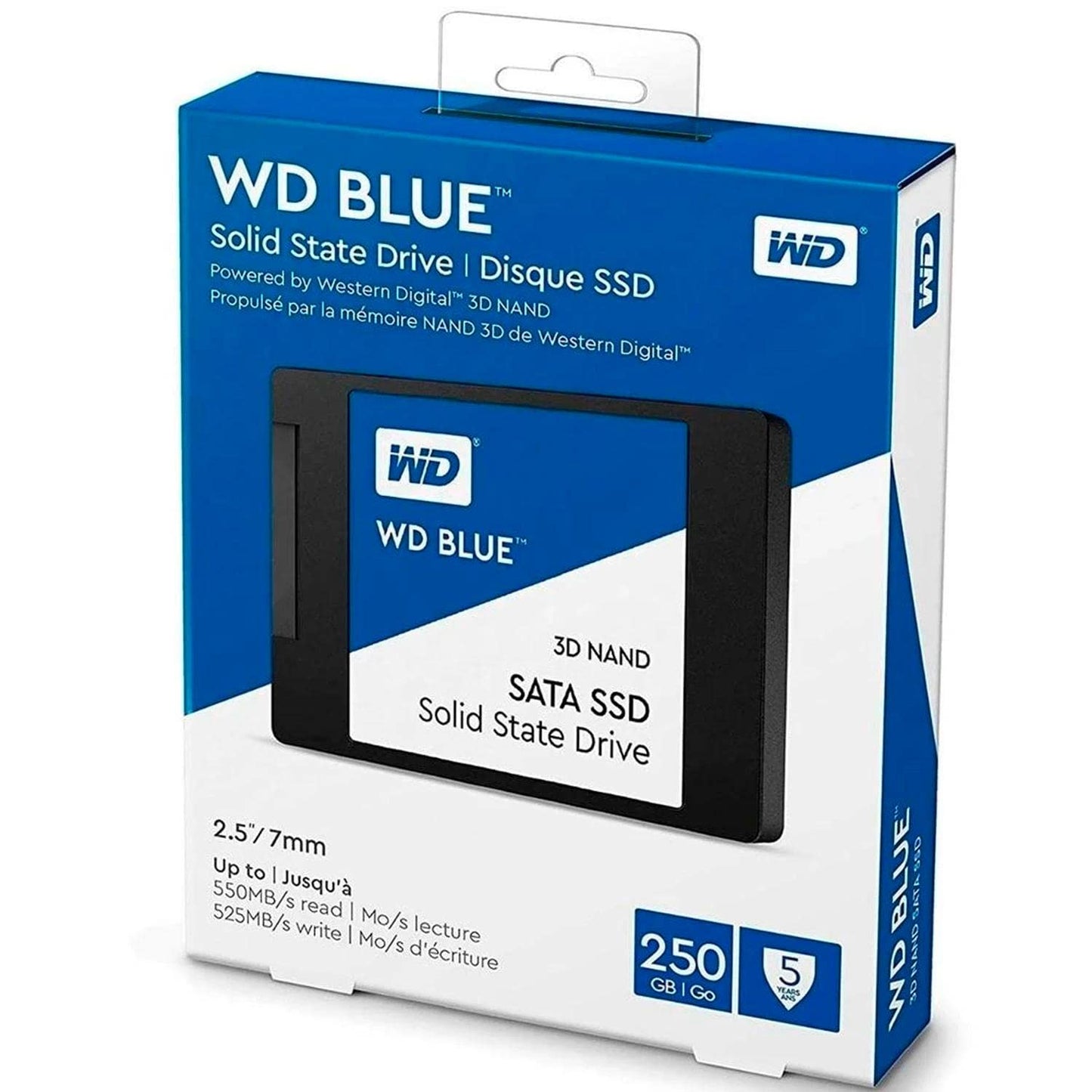 Western Digital 250Gb Wd Blue 3D Nand Internal Pc Ssd - Sata Iii 6 Gb/S, 2.5/7Mm, Up To 550 Mb/S - Wds250G2B0A