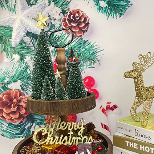 NotiGat mini Christmas Tree Bottle Brush Christmas Trees with Wooden Bases Christmas Decorations for Party Table top decer...