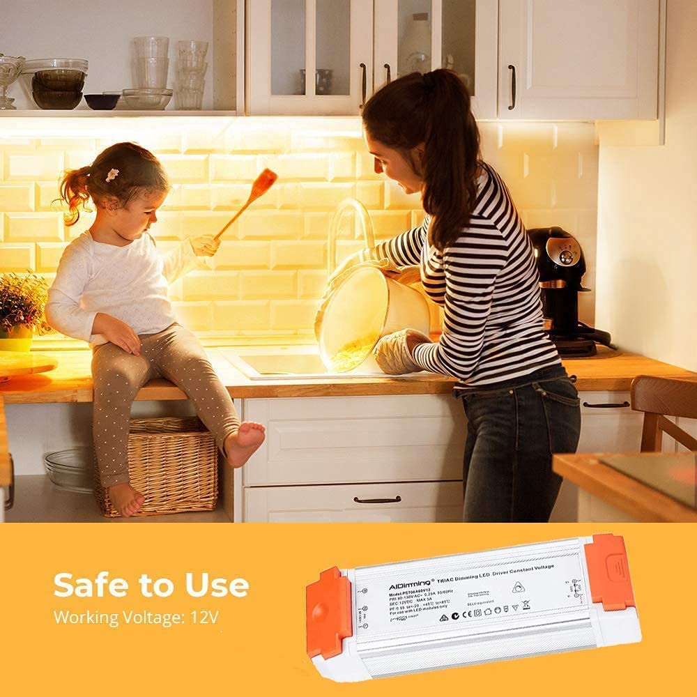 LEDMO Dimmable LED Driver 60W 12V DC Quiet Operation Universal Regulated 12V Transformer Input/Output Isolation Protection LED Power Supply for Christmas Strip Light 4 Pack