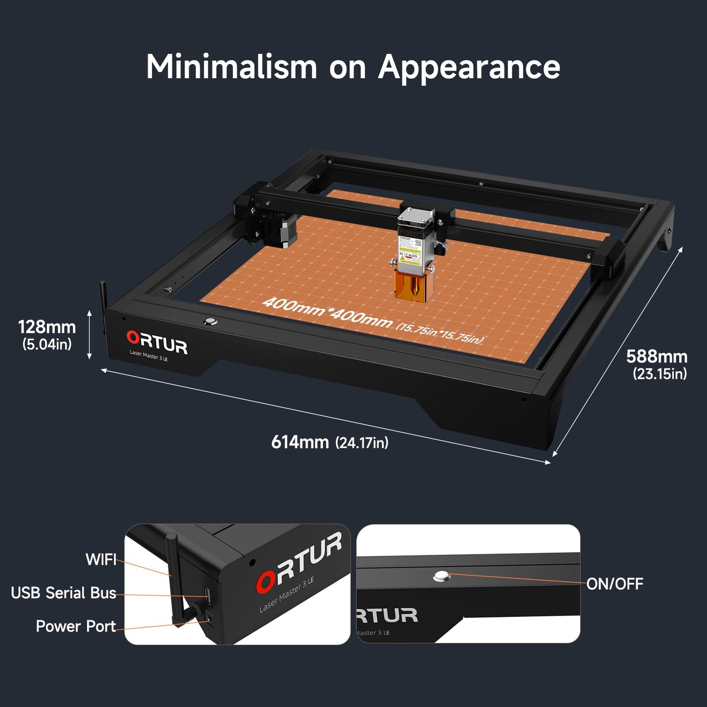 Ortur Laser Master 3 LE 5,000mW Laser Engraving Machine, 0.09×0.15mm Spot Laser Cutter and Engraver for Wood Leather Acrylic, Support APP Control, Engraving Area 15.7''x15.7'', Class 4