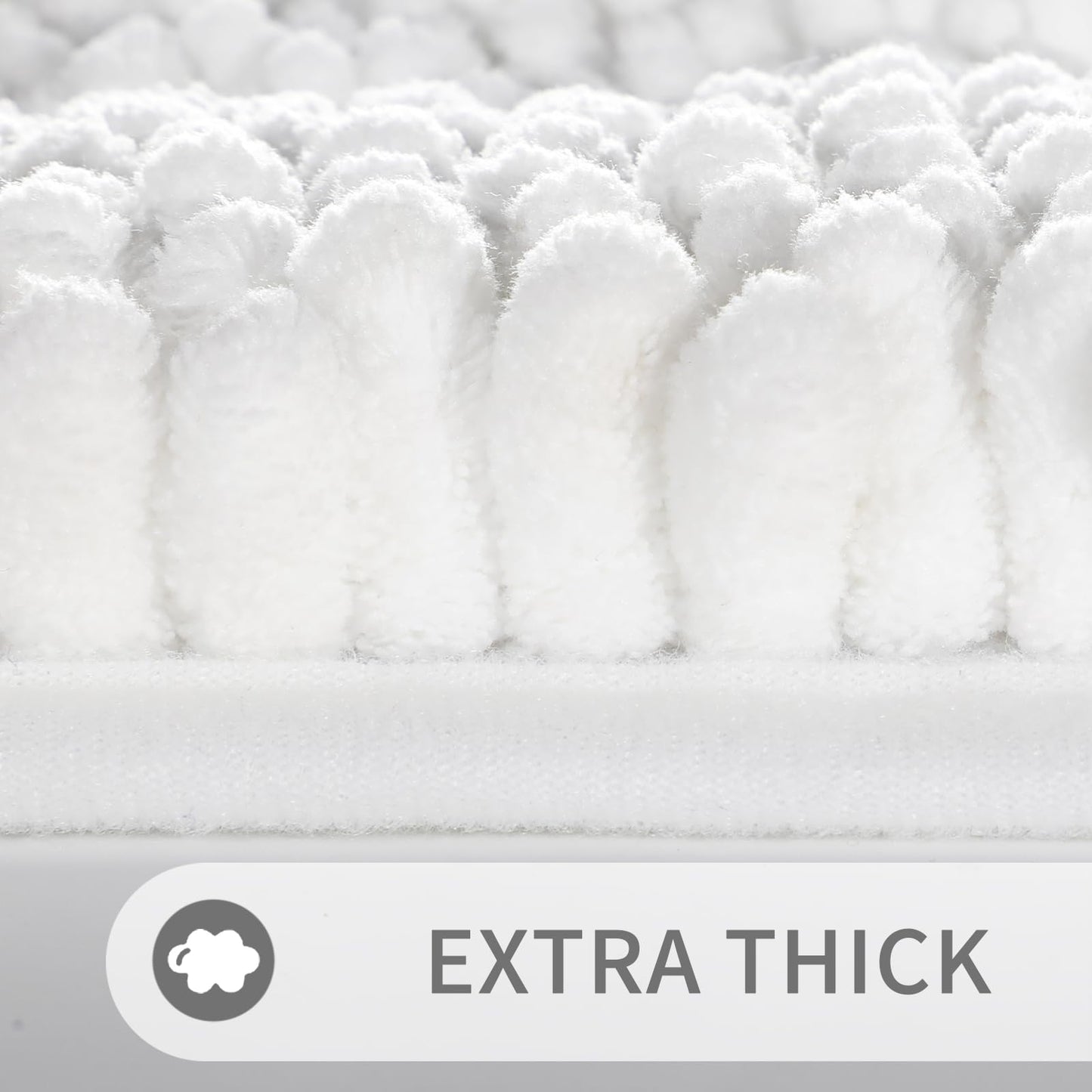 Yimobra Bathroom Rug Mat 24 x 17, Non Slip and Super Absorbent Bath Mat,Machine Washable Quick Dry,Ultra Plush Chenille Shower Rugs for Bathroom Floor Sink Tub and Shower Outside,White