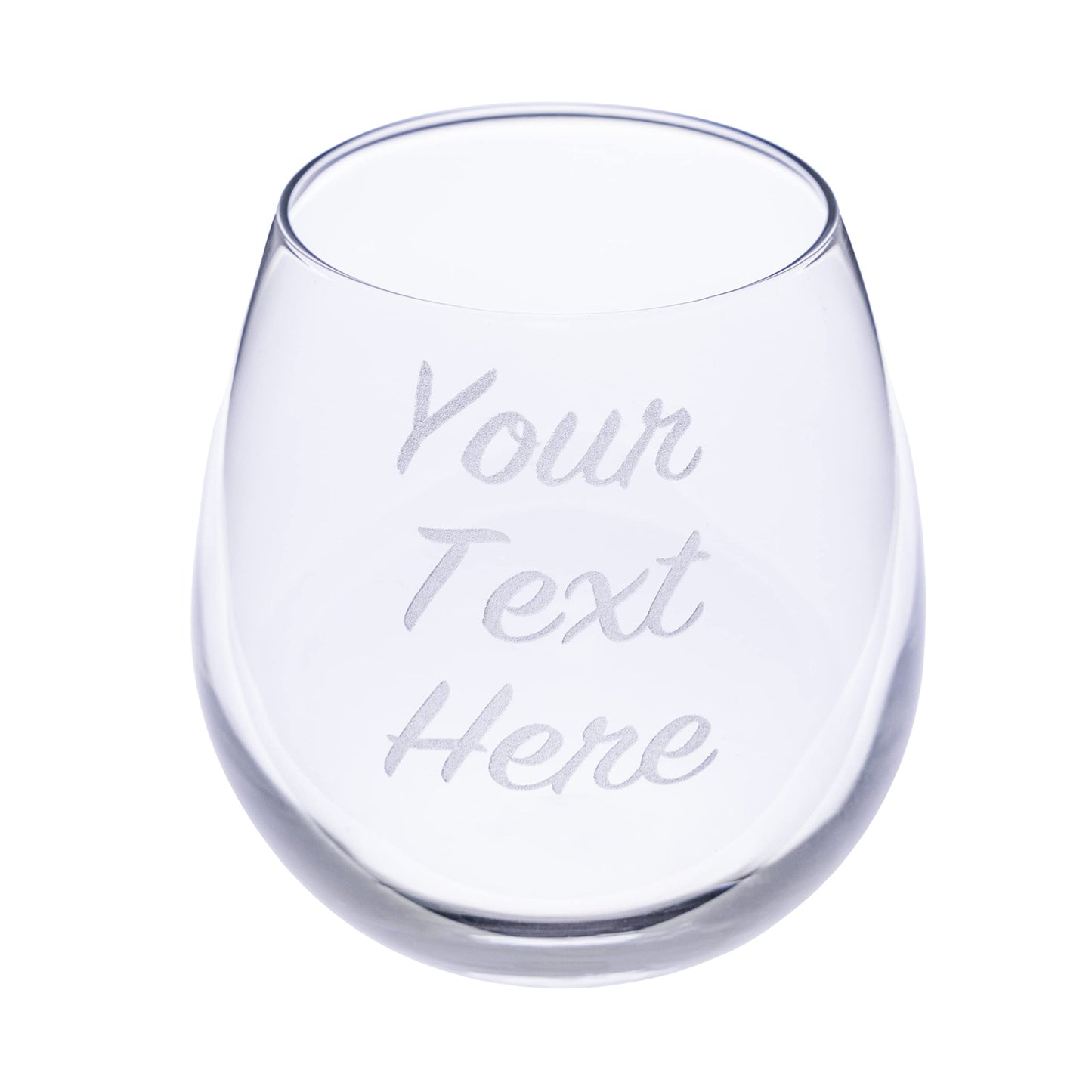 Gifts Inscribed Personalized Stemless Wine Glass – Custom Engraved Drinking Cup with Text – Laser Etched Wedding, Engagement, Anniversary, Bridal Party Gift