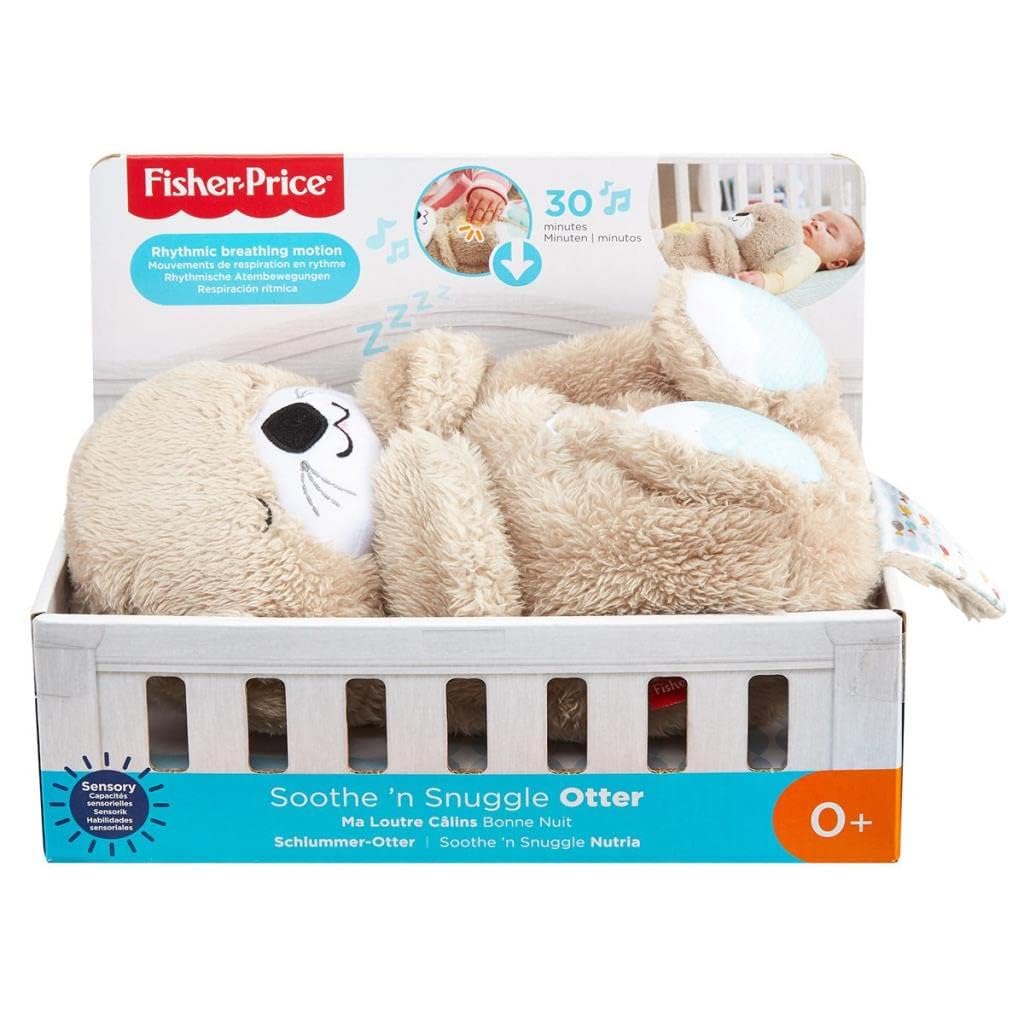 Fisher-Price Baby Toy Soothe 'n Snuggle Otter Portable Plush Sound Machine with Music Lights & Breathing Motion for Newborns 0+ Months