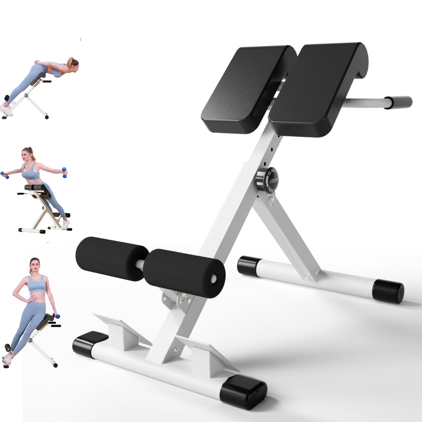 SIRHOME Adjustable Roman Chair with 330 lb Capacity, Foldable Incline Hyperextension Bench, Multi-Function Home Gym Back Extension Machine for Glutes, Hamstrings & Lower Back Strength Training