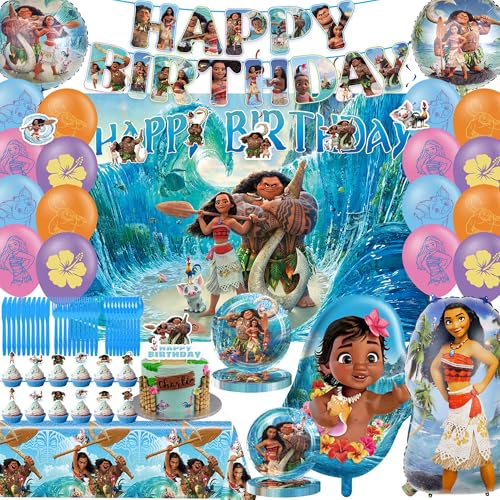 104 PCS Birthday Party Decorations Include Banner, Balloons, Paper Tableware, Tablecloth, Backdrop, Hanging Swirl for Adul...