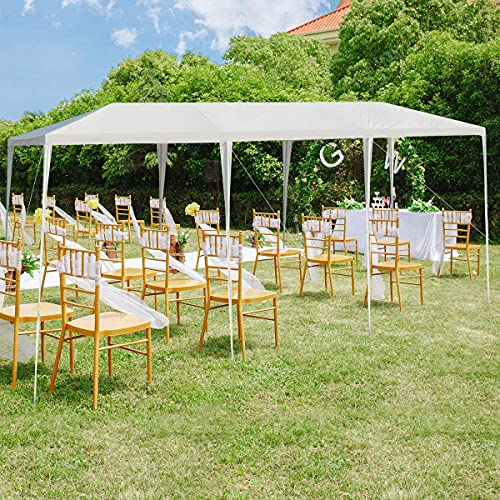 Tangkula 10 x 30 Feet Outdoor Canopy Tent, Wedding Party Tent with 16 Stakes & 8 Wind Ropes, Yard Enclosed for Events, Par...