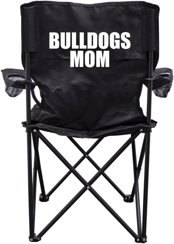 VictoryStore Outdoor Camping Chair - Bulldogs Mom Black Folding Camping Chair with Carry Bag