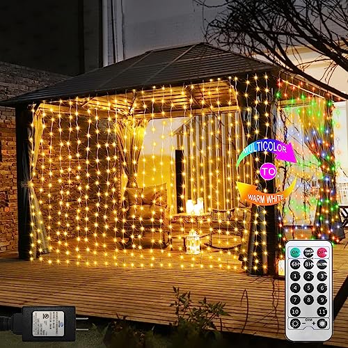 ZAIYW Curtain Lights 600 LED 20Ftx10Ft, Dual Color Changing Curtain Fairy Light Connectable with Timer Remote Waterproof f...