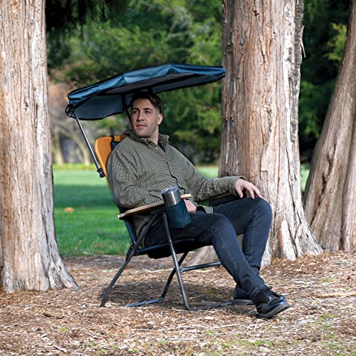Camp & GO MaxShade Outdoor Oversized Heavy Duty Comfort Folding Camping Chair, Orange and Navy