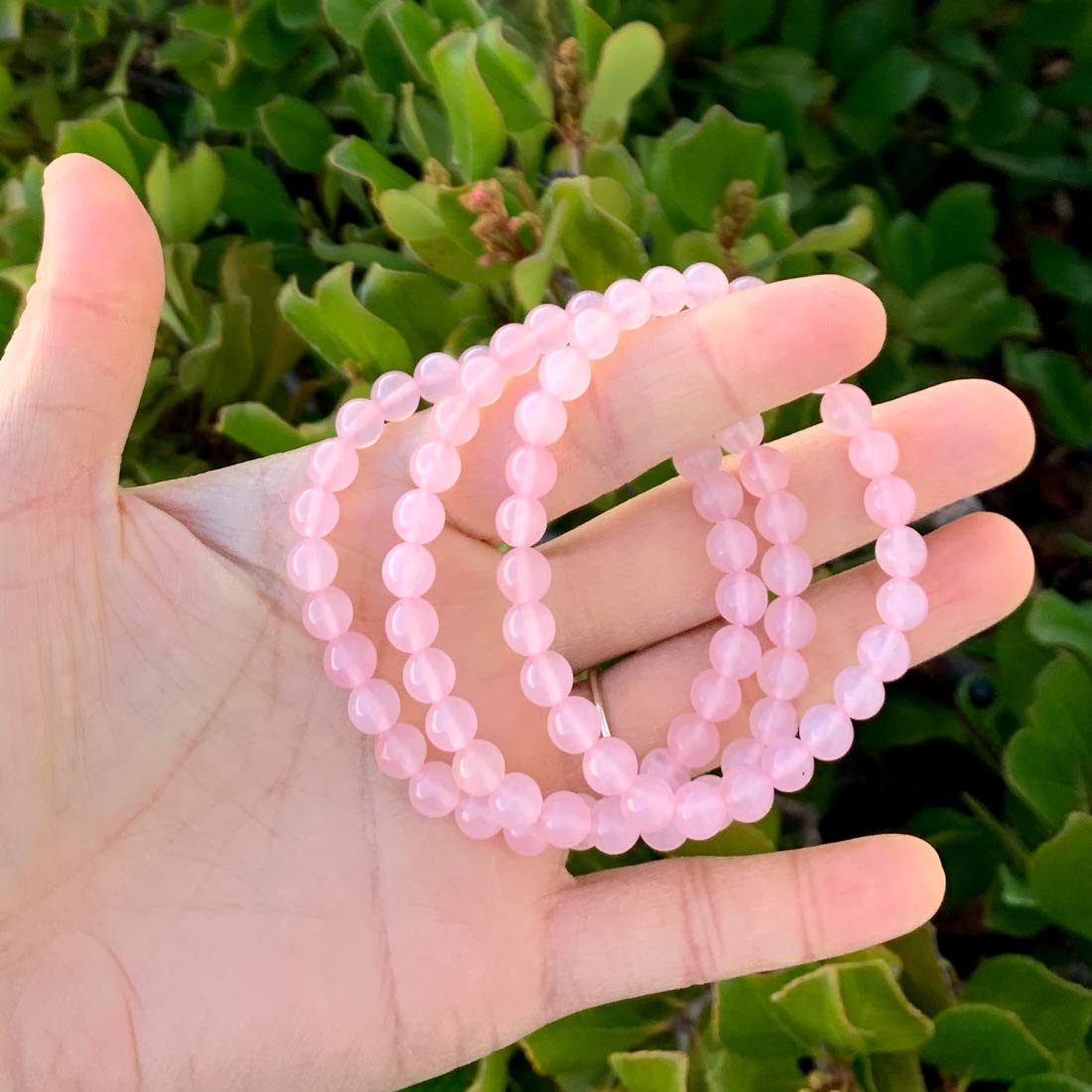 Adabele Real Natural Pink Rose Quartz Gemstone Beaded Bracelet 7.5 Inch Stretch Chakra Healing Crystal Stone Jewelry Women Mom G