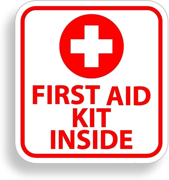 1st First Aid Kit Inside Stickers Decal Self Adhesive Vinyl Rescue Emergency 4 х 3.75 inch