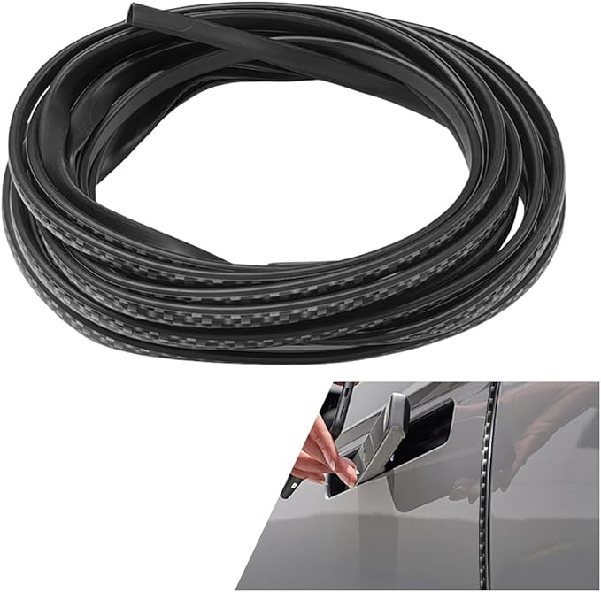 16FT/5M Car Door Edge Guards - U Shape Electroplated Glossy Rubber Door Edge Trim Seal Protector - Self-Adhesion Car Scrat...