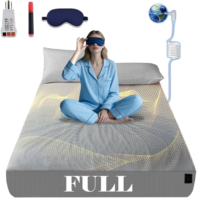 NAGS® Grounding Sheets,Grounding Bedding Sheet, Soft Cotton with Pure Silver Fitted Grounded Sheet for Improved Sleep,Pain Relief (Light Gray, Full, 54 * 75 * 13.5inch)