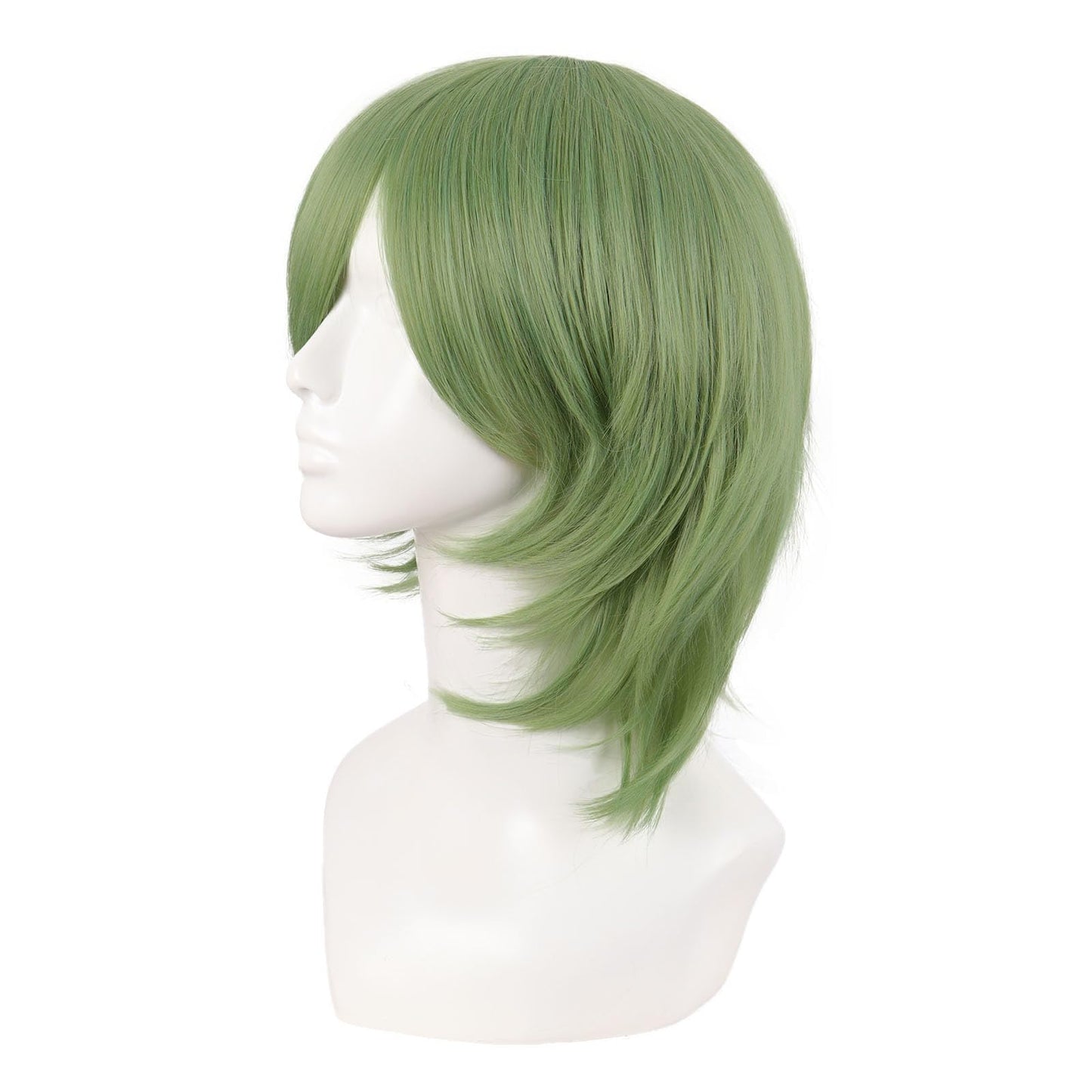 MapofBeauty 14 Inch/35 cm Short Cosplay Wolf Tail Synthetic Side Bangs Party Wig (Mixed Green)