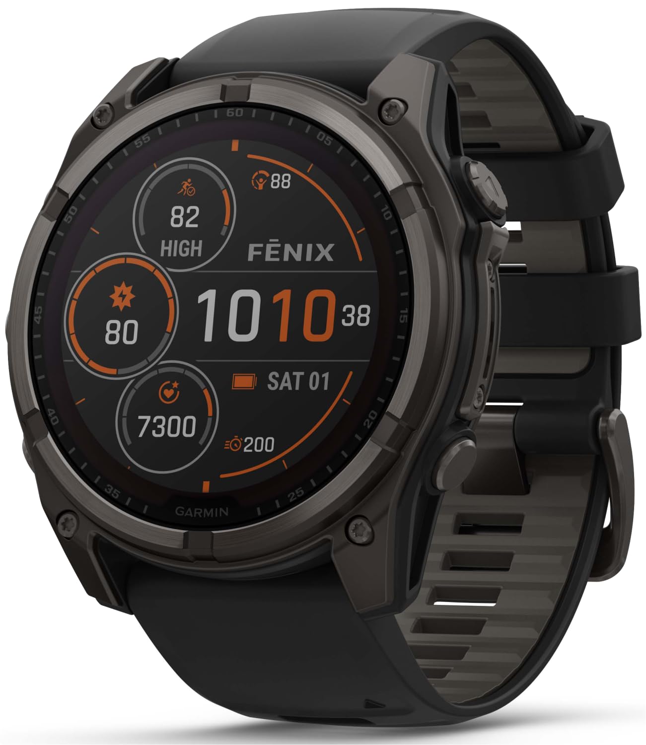 Garmin Fenix 8 - 51 Mm, Solar, Sapphire, Carbon Gray Dlc Titanium Gps Multisport Smartwatch With Black/Pebble Gray Silicone, Voi
