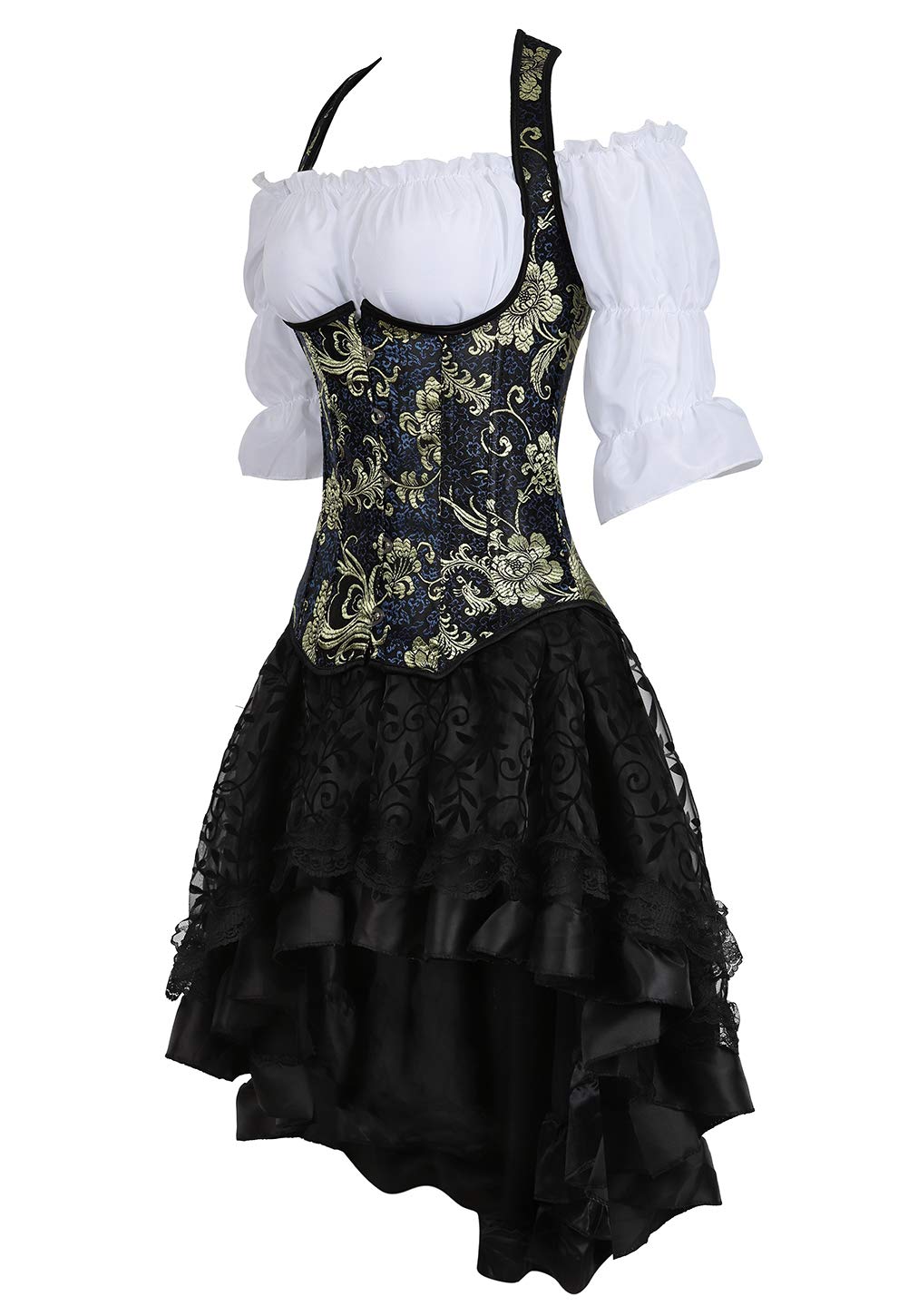 Grebrafan Steampunk Skirt for Corset Women Fluffy Pleated Layered Tutu Skirt (US(4-6) S, Black)